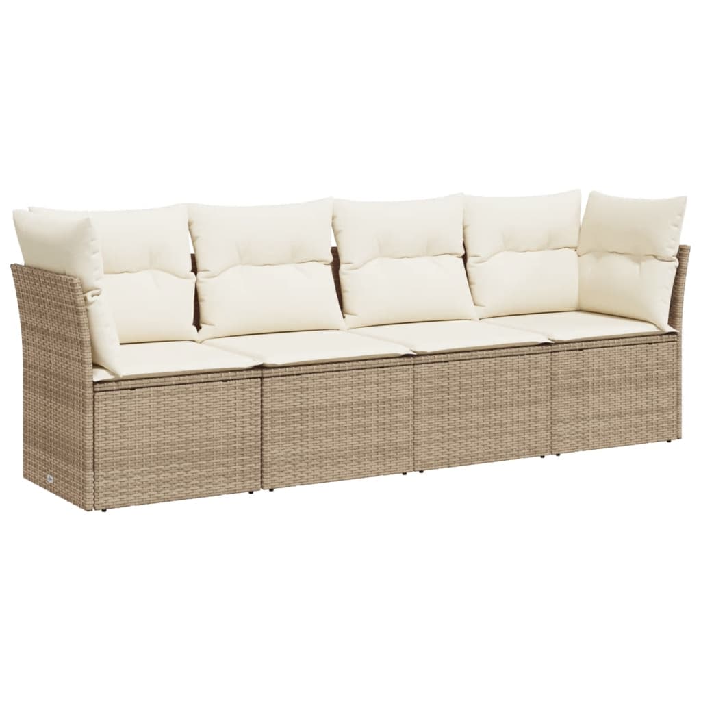 sofasæt til haven 4 dele med hynder polyrattan beige