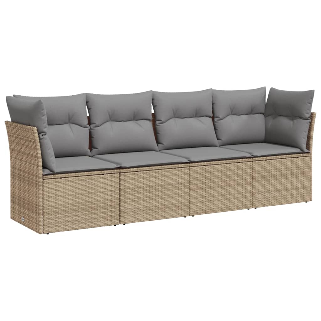 sofasæt til haven 4 dele med hynder polyrattan beige