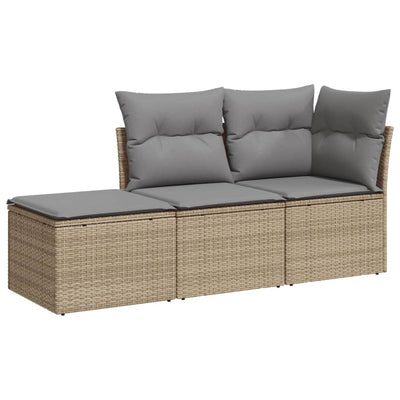 sofasæt til haven 3 dele med hynder polyrattan beige