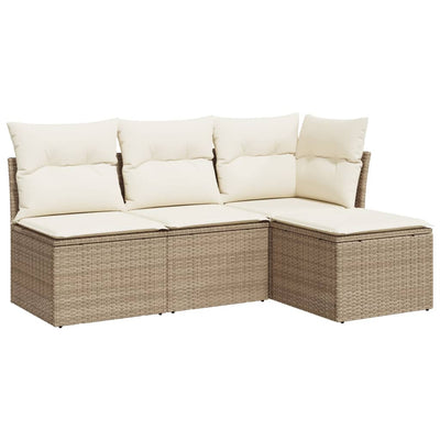 sofasæt til haven 4 dele med hynder polyrattan beige