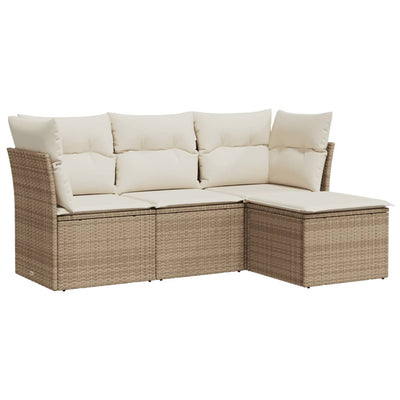 sofasæt til haven 4 dele med hynder polyrattan beige