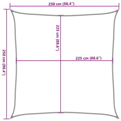 solsejl 2,5x2,5 m 160 g/m² HDPE firkantet lysegrå