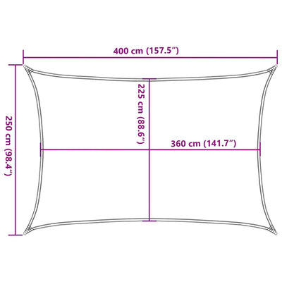 solsejl 2,5x4 m 160 g/m² HDPE rektangulær sandfarvet