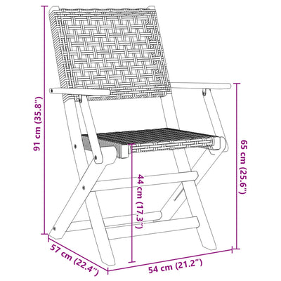 foldbare havestole 6 stk. polyrattan sort