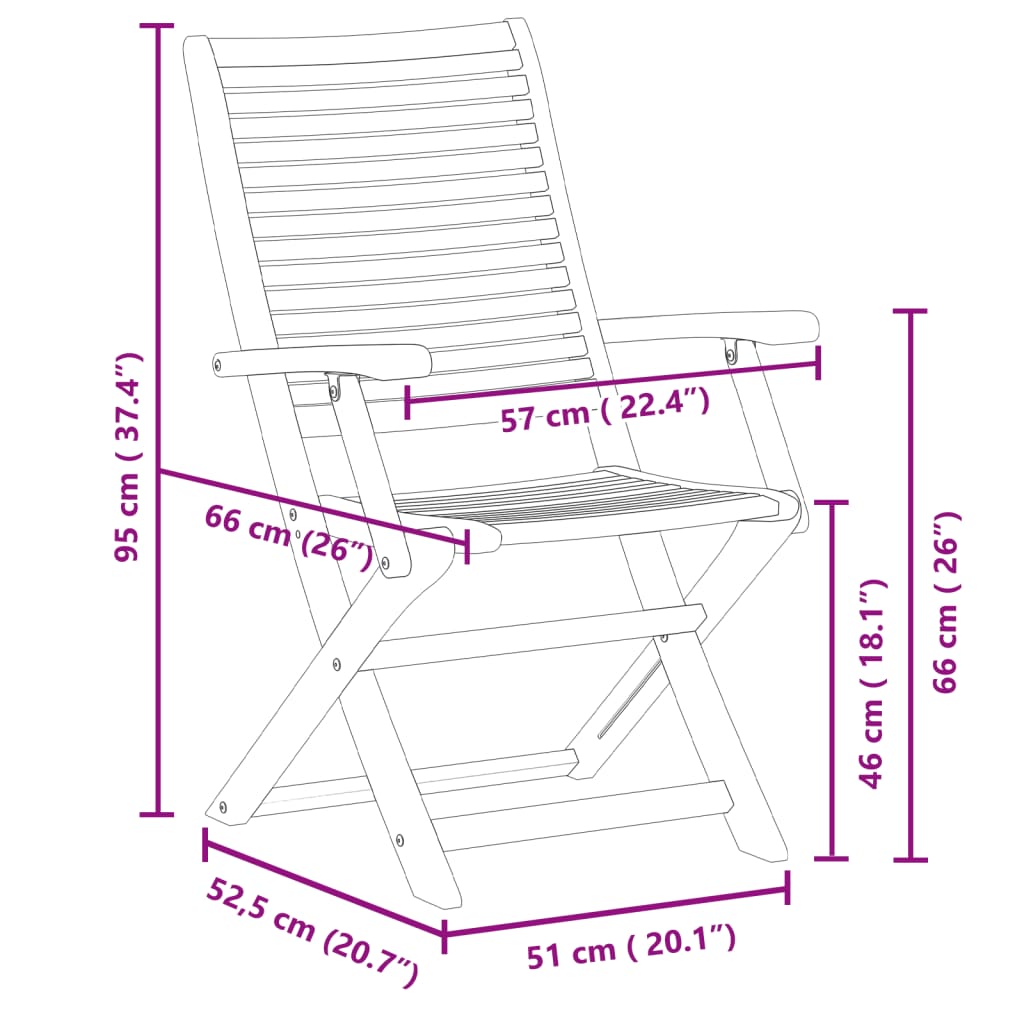 foldbare havestole 6 stk. 57x66x95 cm massivt akacietræ