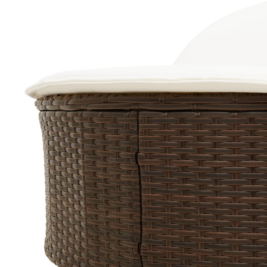 solseng med hynder polyrattan brun