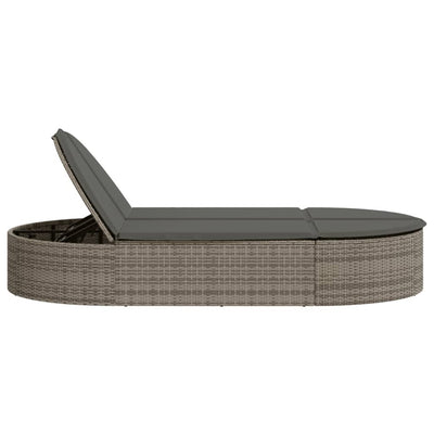 loungesofa med hynder polyrattan grå