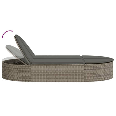 loungesofa med hynder polyrattan grå