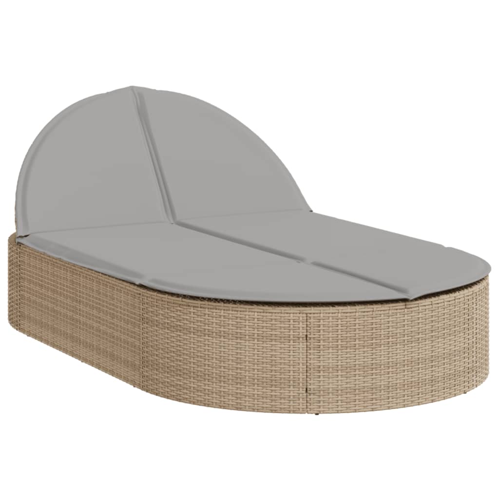 solseng med hynder polyrattan beige