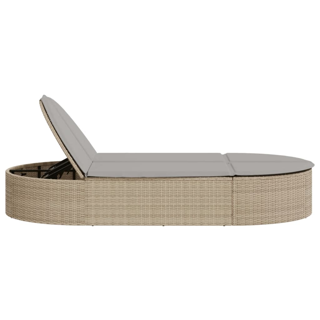 solseng med hynder polyrattan beige