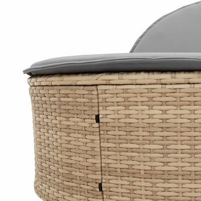 solseng med hynder polyrattan beige