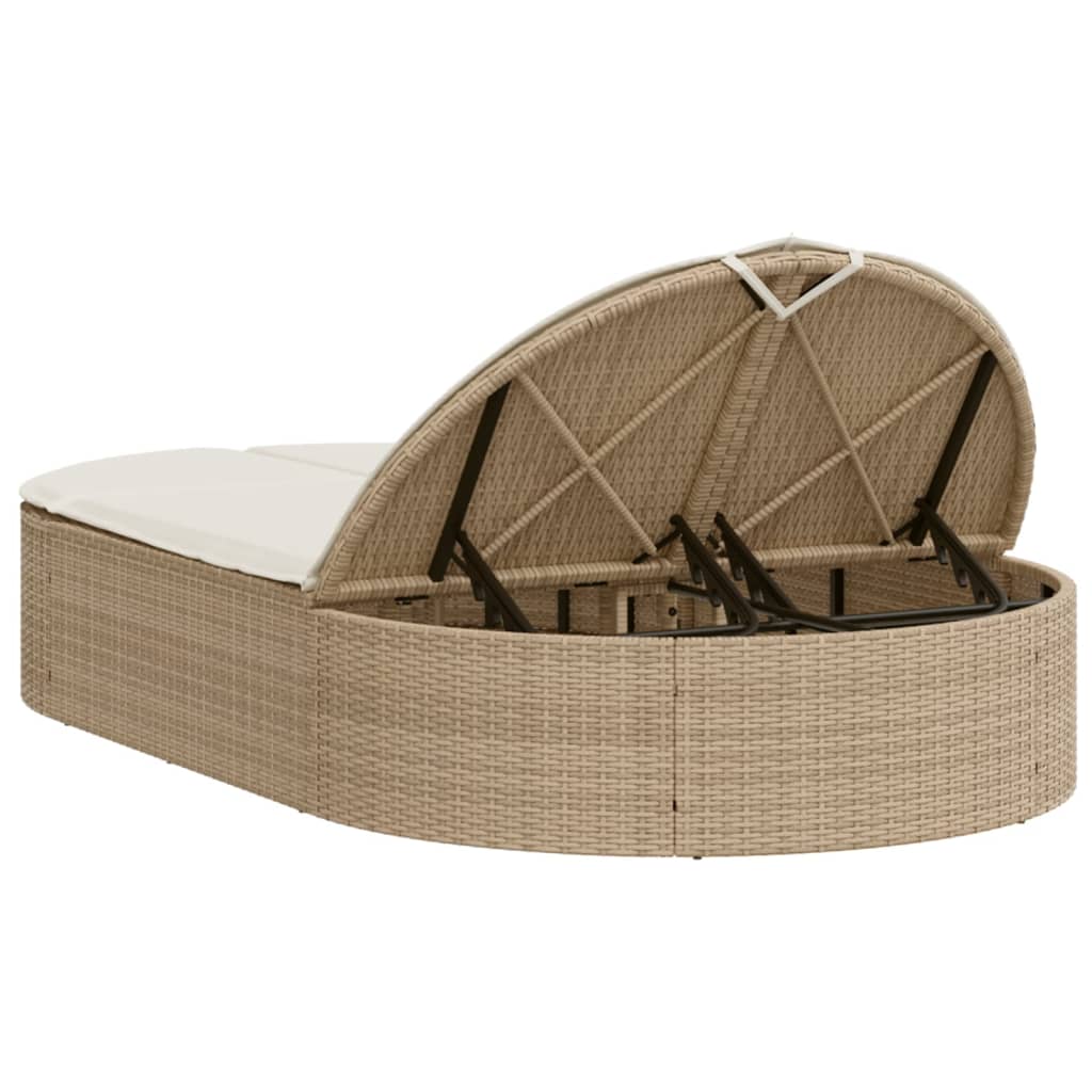 solseng med hynder polyrattan beige