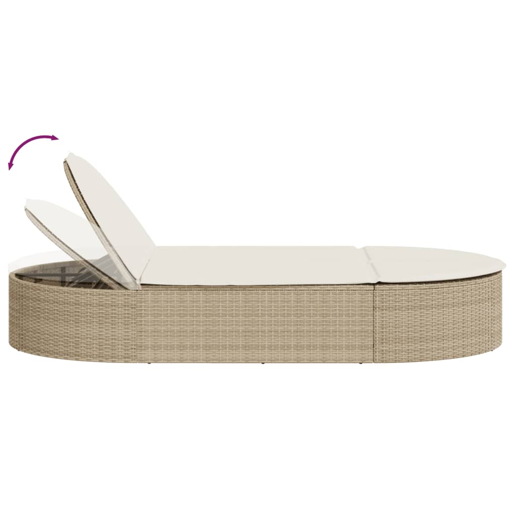 solseng med hynder polyrattan beige