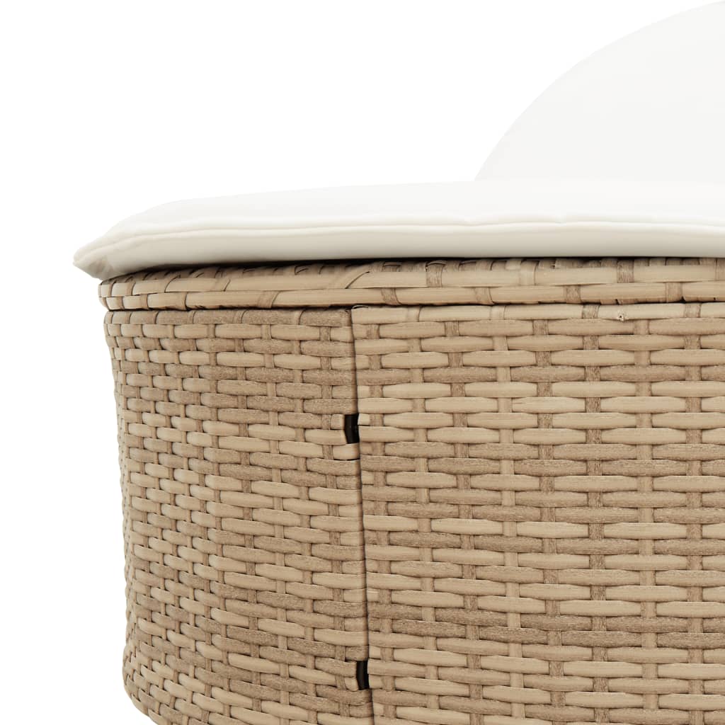 solseng med hynder polyrattan beige