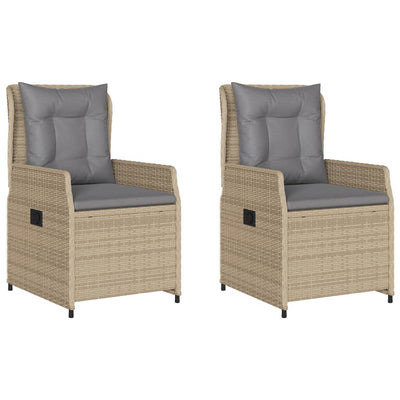 havestole 2 stk. med lænefunktion polyrattan beige