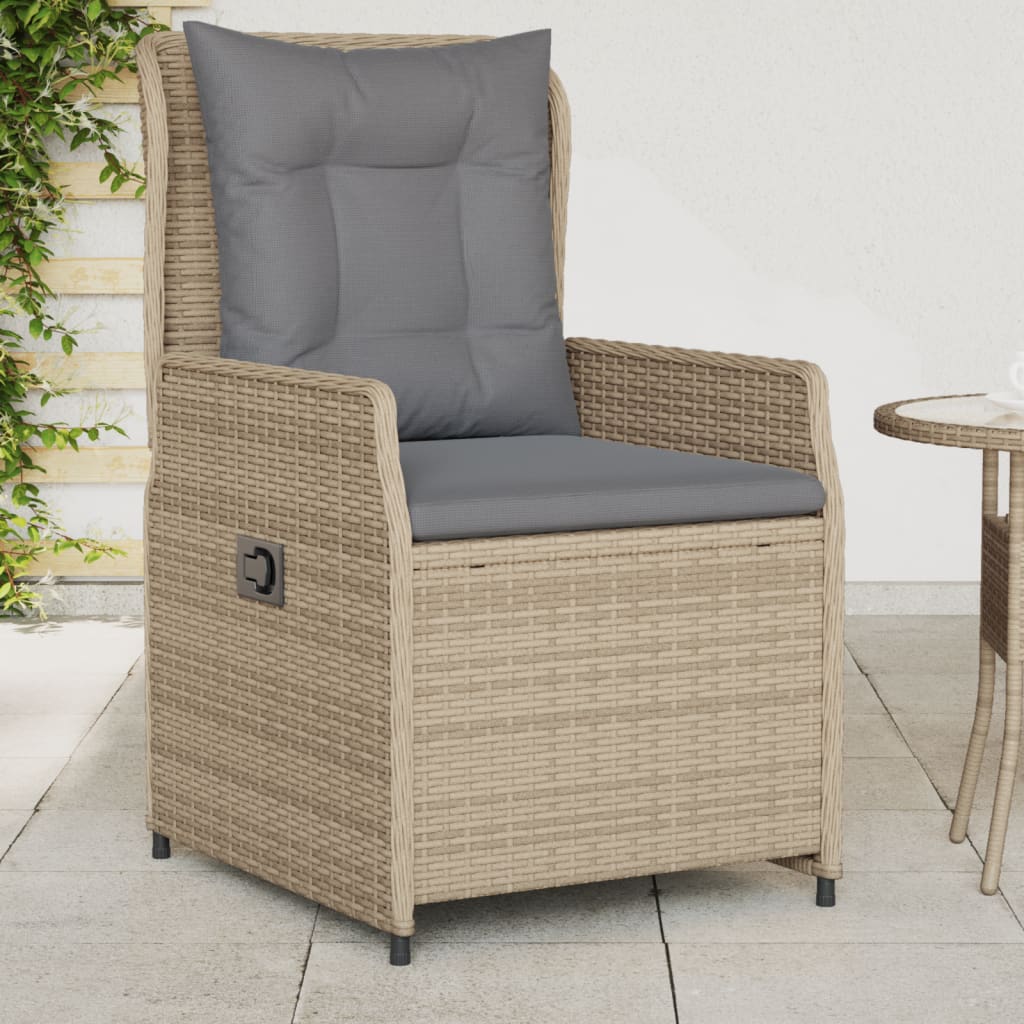 havestole 2 stk. med lænefunktion polyrattan beige