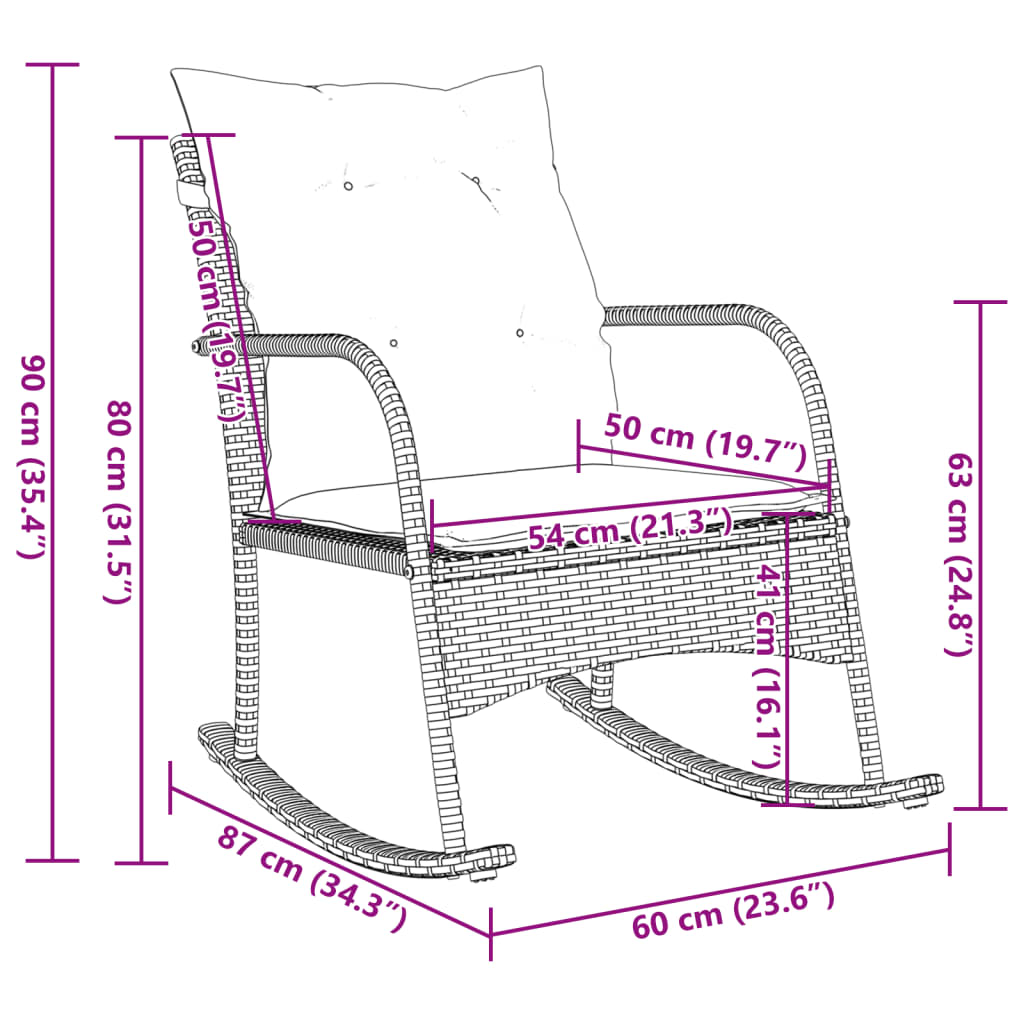 udendørs gyngestol med hynder polyrattan sort