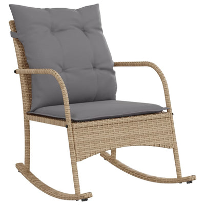 udendørs gyngestol med hynder polyrattan beige