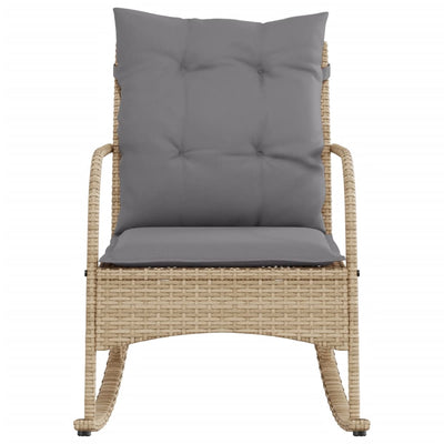 udendørs gyngestol med hynder polyrattan beige