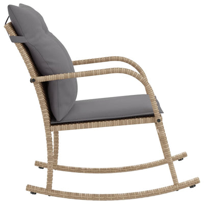 udendørs gyngestol med hynder polyrattan beige