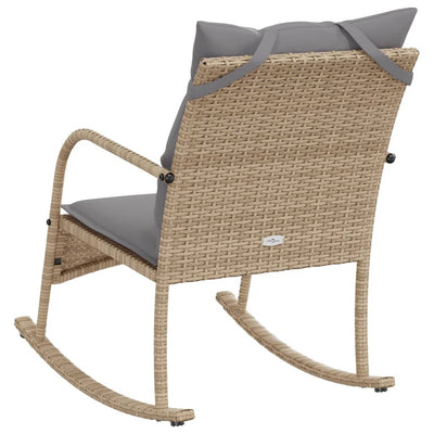 udendørs gyngestol med hynder polyrattan beige