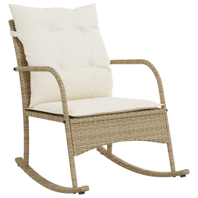 udendørs gyngestol med hynder polyrattan beige