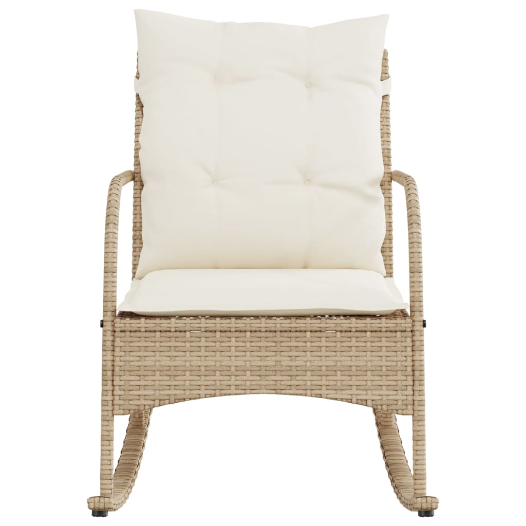 udendørs gyngestol med hynder polyrattan beige