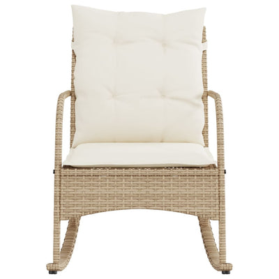 udendørs gyngestol med hynder polyrattan beige