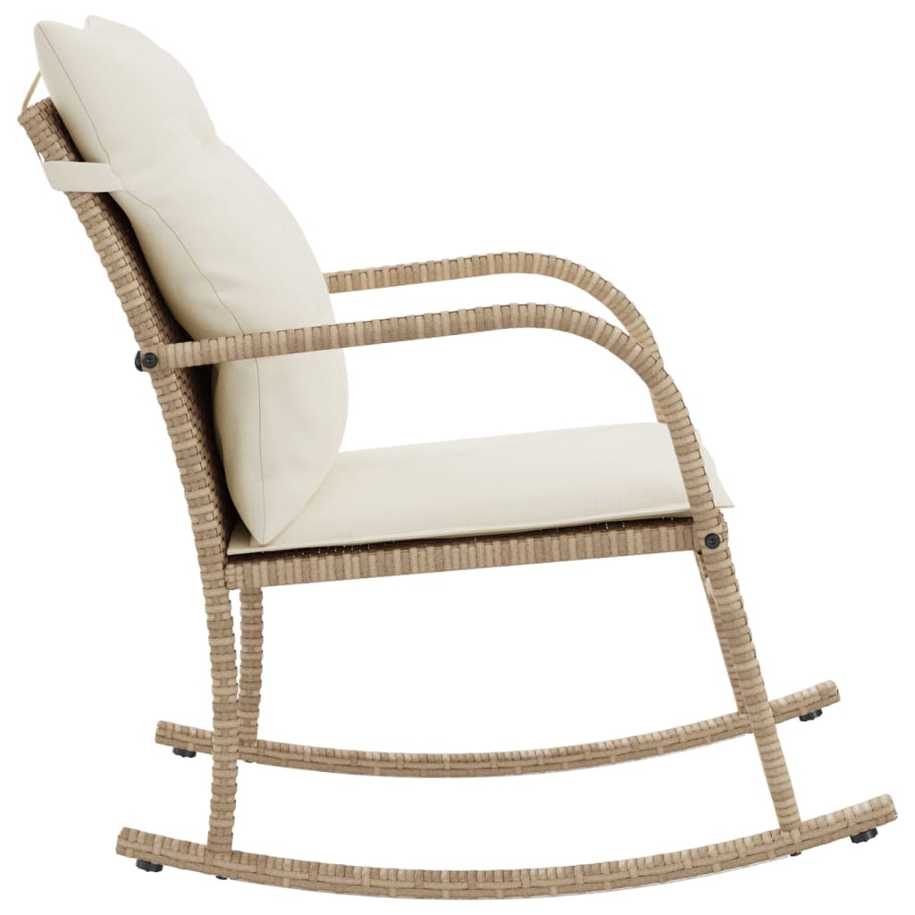 udendørs gyngestol med hynder polyrattan beige