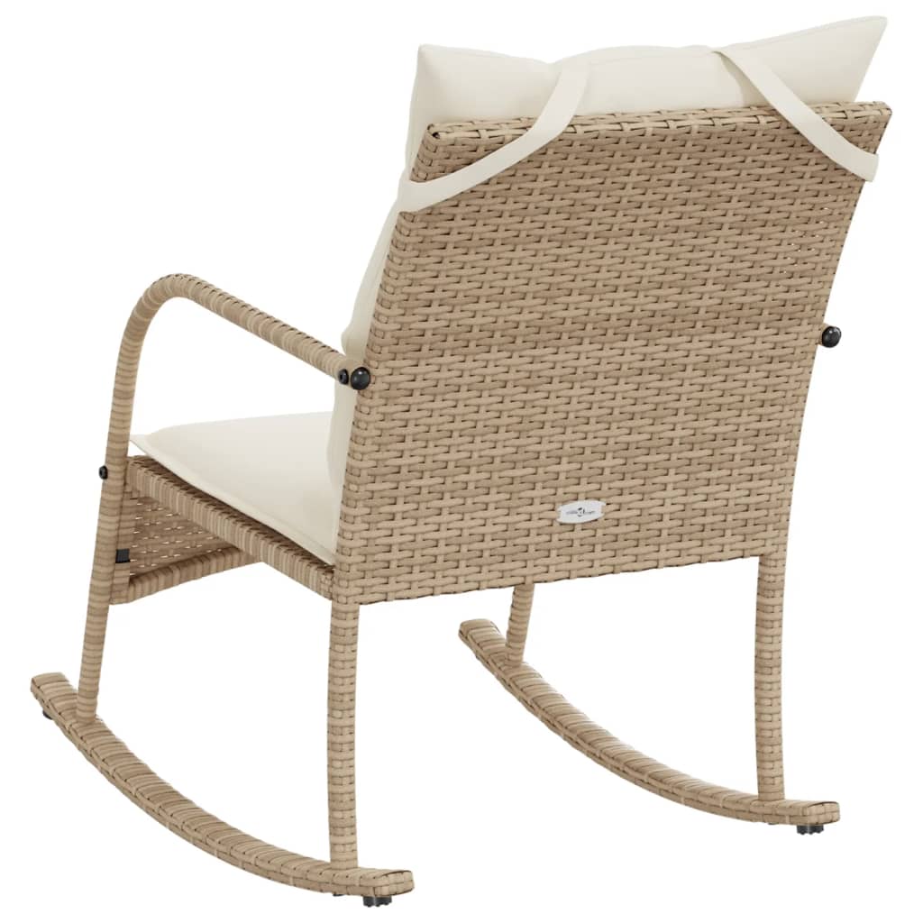 udendørs gyngestol med hynder polyrattan beige