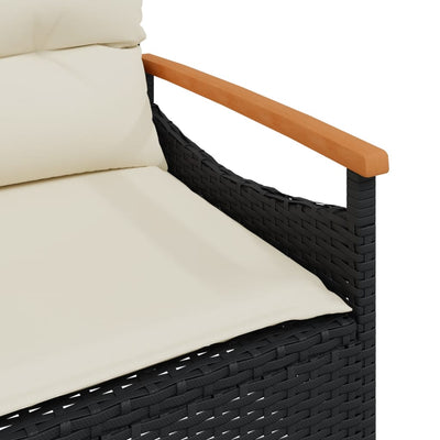 havebænk med hynder 116x62,5x74 cm polyrattan sort