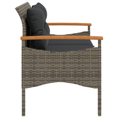 havebænk med hynder 116x62,5x74 cm polyrattan grå