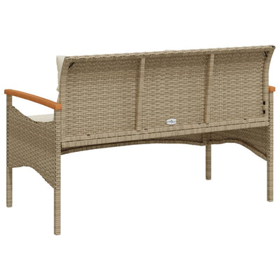 havebænk med hynder 116x62,5x74 cm polyrattan beige