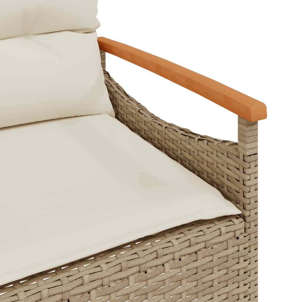 havebænk med hynder 116x62,5x74 cm polyrattan beige