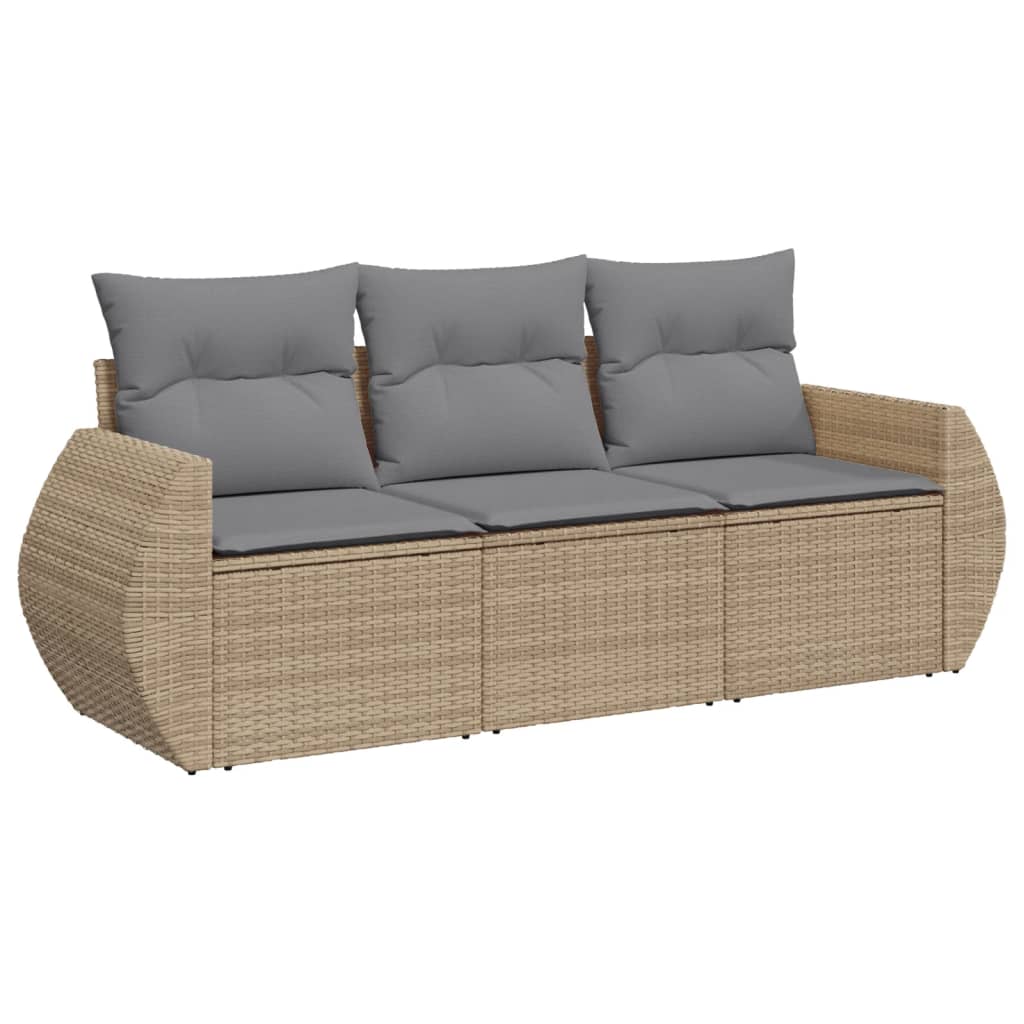 sofasæt til haven 3 dele med hynder polyrattan beige