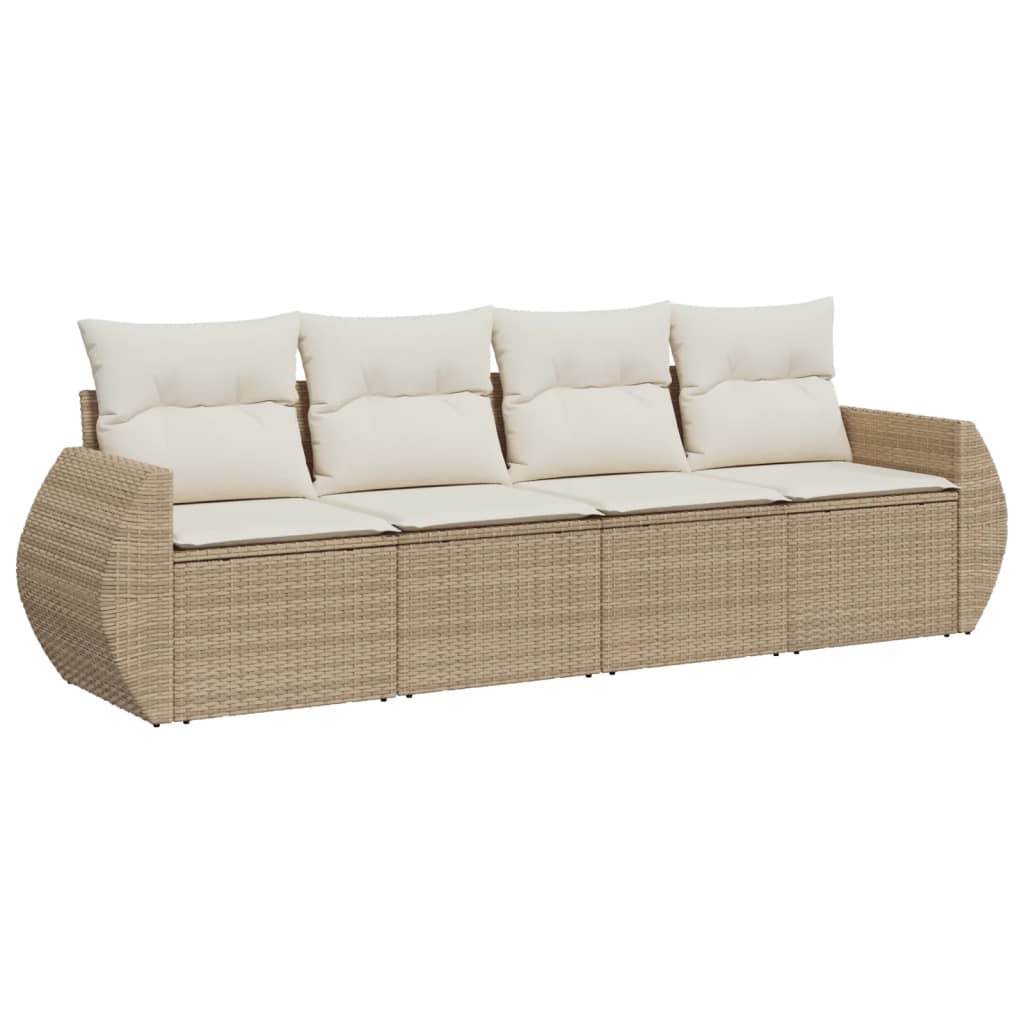 sofasæt til haven 4 dele med hynder polyrattan beige