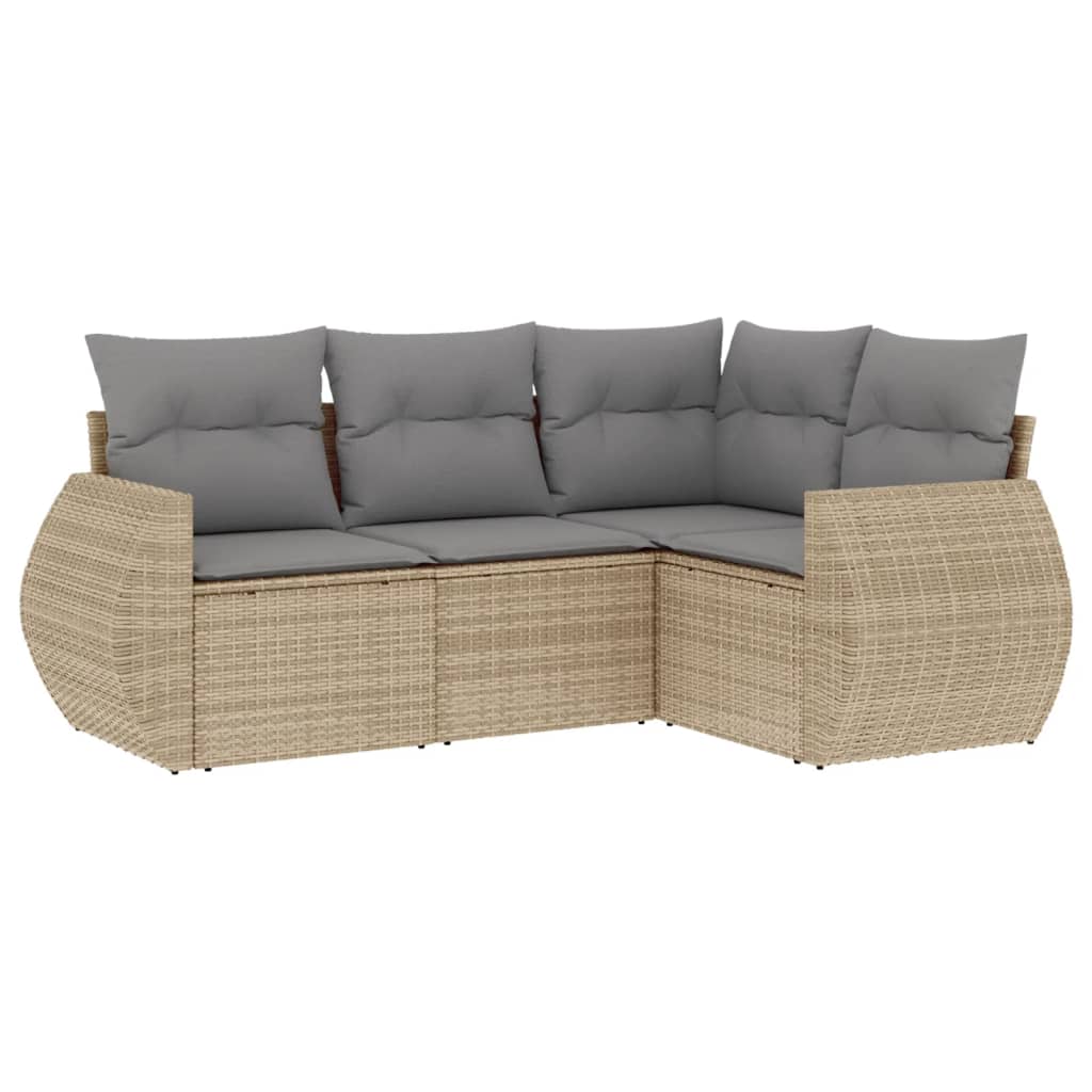 sofasæt til haven 4 dele med hynder polyrattan beige