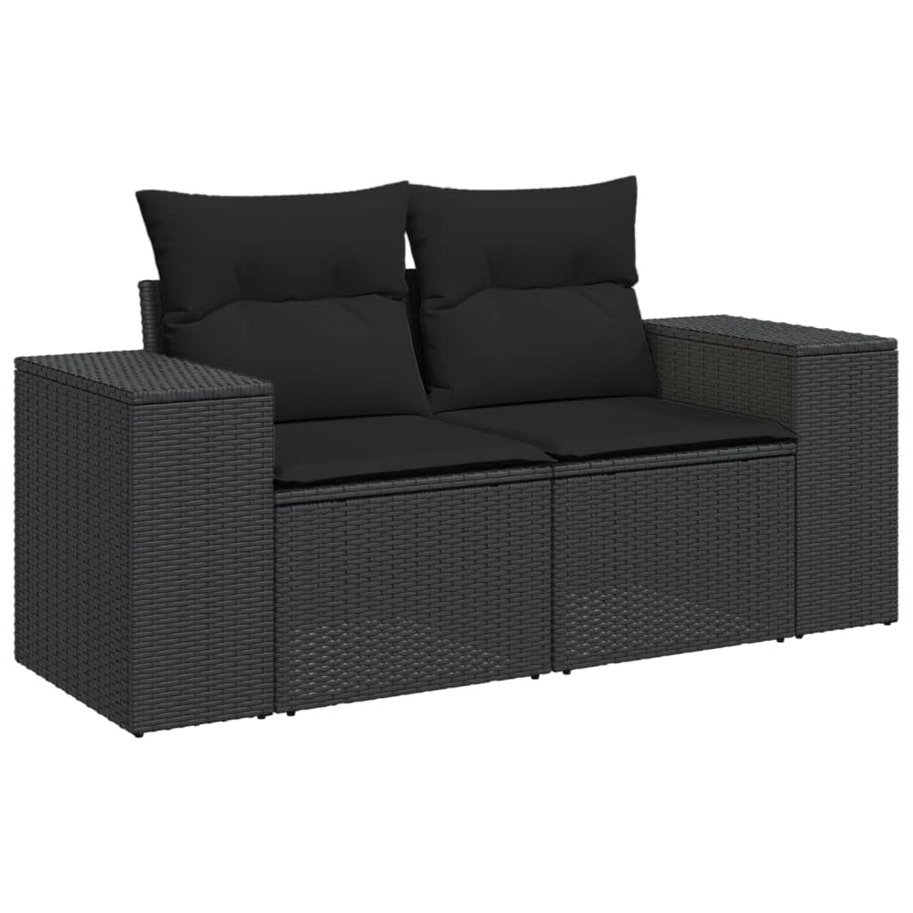 sofasæt til haven 3 dele med hynder polyrattan sort