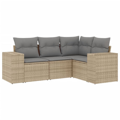 sofasæt til haven 4 dele med hynder polyrattan beige