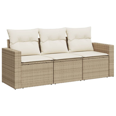 sofasæt til haven 3 dele med hynder polyrattan beige