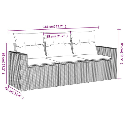 sofasæt til haven 3 dele med hynder polyrattan beige