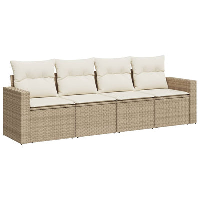 sofasæt til haven 4 dele med hynder polyrattan beige