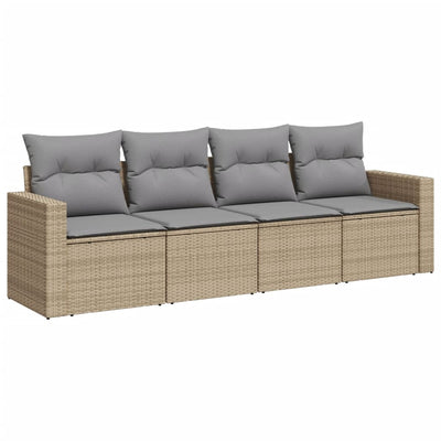 sofasæt til haven 4 dele med hynder polyrattan beige