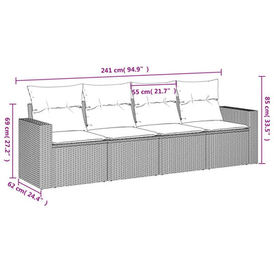 sofasæt til haven 4 dele med hynder polyrattan brun