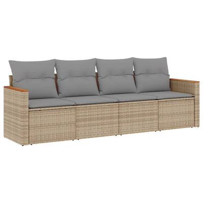 sofasæt til haven 4 dele med hynder polyrattan beige