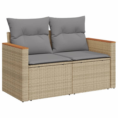 havesofasæt 8 dele med hynder polyrattan beige