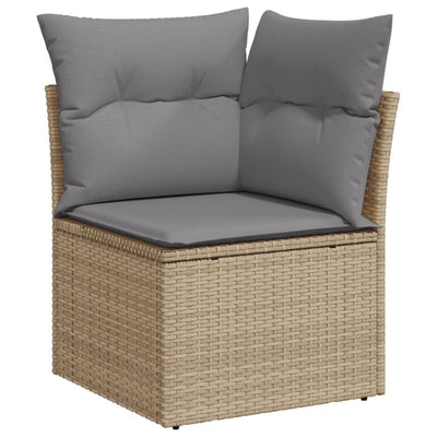 spisebordssæt til haven 9 dele med hynder polyrattan beige