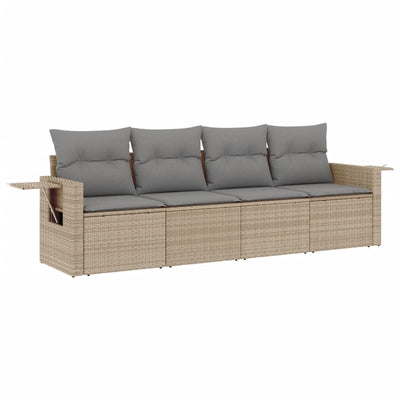 sofasæt til haven 4 dele med hynder polyrattan beige