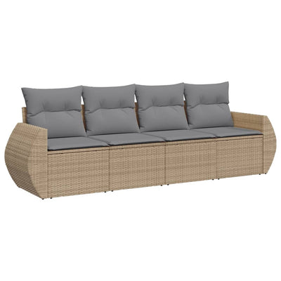 sofasæt til haven 4 dele med hynder polyrattan beige