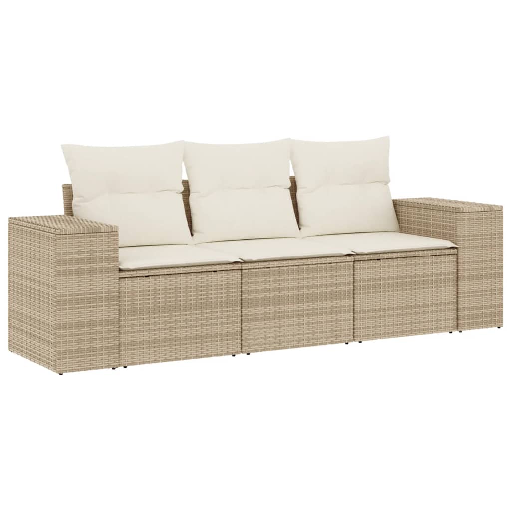 sofasæt til haven 3 dele med hynder polyrattan beige